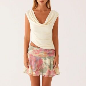 Pepper mayo Knox Cowl Neck Top - Lemon